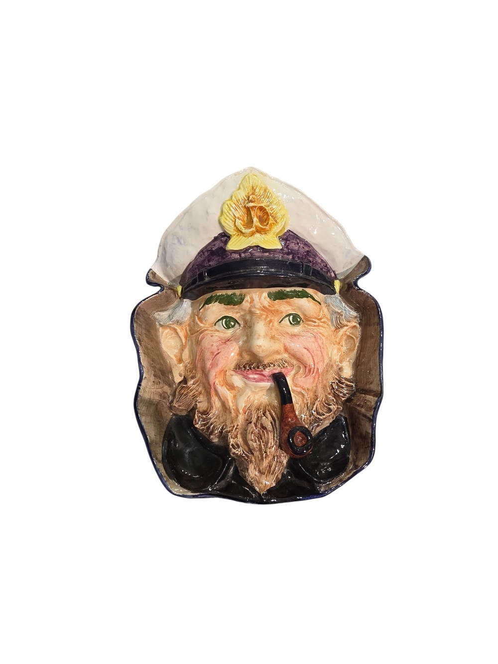 Hand-Painted Nautical Captain Wall Pocket - Cream, Blue, Black